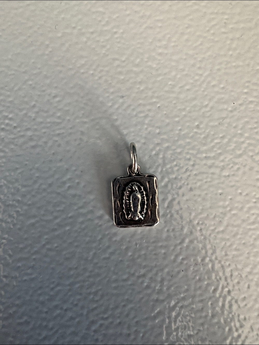 Silver Religious Square Pendant Charm - Virgin Mary Motif